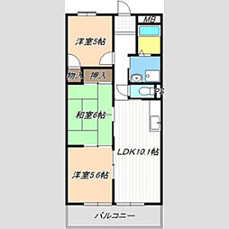 第2奥村ハイツ 3LDKの間取図画像
