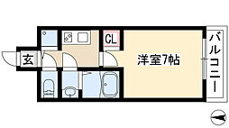 ヴィラマリオン 1Kの間取図画像