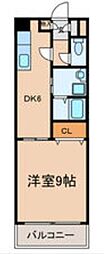 リオン高見 1DKの間取図画像