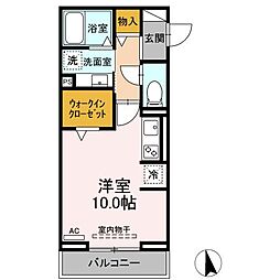 ラフィネ港明 ワンルームの間取図画像