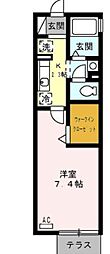 ソレイユ 1Kの間取図画像