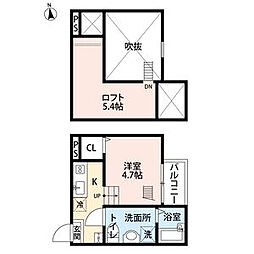 ラ・ロシェル ワンルームの間取図画像