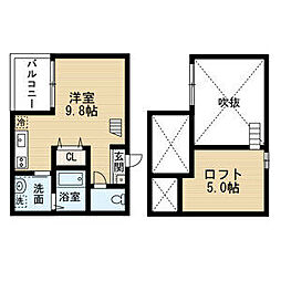 アソシエ21 ワンルームの間取図画像