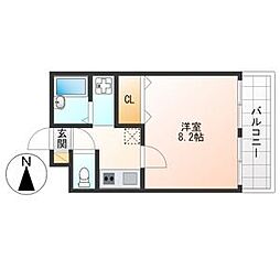 サンドリヨンゴキソ 1Kの間取図画像