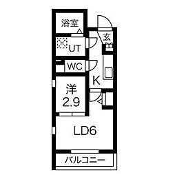 シェルジェ中村日赤 1LDKの間取図画像