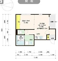 フランド本陣 1LDKの間取図画像