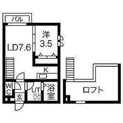 Creo六番町弐番館 1LDKの間取図画像