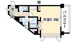 アブレスト原 1Kの間取図画像