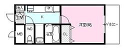 フラッハフェルト 1Kの間取図画像