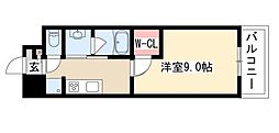 アモンリオブランシュ 1Kの間取図画像
