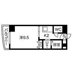 ライジングヴィラ葵 1Kの間取図画像