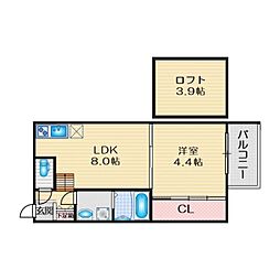 ハーモニーテラス松葉町 1SLDKの間取図画像