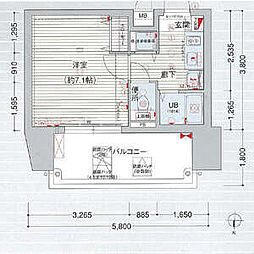 プレサンス覚王山D-Style2 1Kの間取図画像