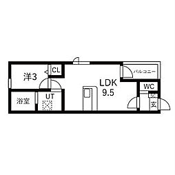 ジュエル守山II 1LDKの間取図画像