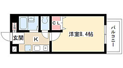 シテイライフ高社 1Kの間取図画像
