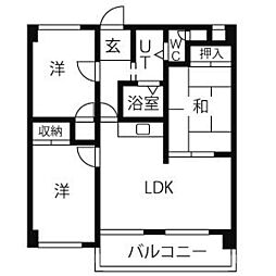 プレジデント平針 3LDKの間取図画像