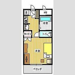 ノーブルハウス吉田 1Kの間取図画像