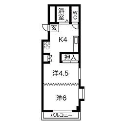 ジュネスドミール金山 2Kの間取図画像