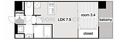 プレサンスNAGOYA本陣 1DKの間取図画像