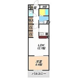 ドウェル当知 1LDKの間取図画像