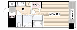 プレサンス名古屋ステーションサティナ 1Kの間取図画像