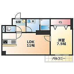 サンドリヨンゴキソ 1LDKの間取図画像