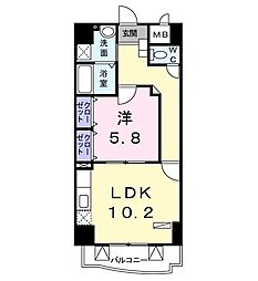 プラシードY's 1LDKの間取図画像