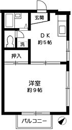 サマックス三園E 201 2階1Kの間取り