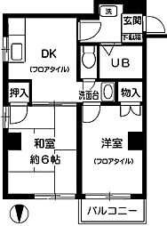ヴィラグレース 2DKの間取図画像