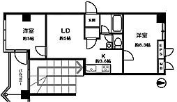 北新宿パークハイツ 2LDKの間取り