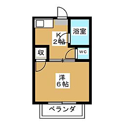 覚王山ビレッジ 2階1Kの間取り