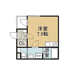 ハーモニーテラス城木町 3階ワンルームの間取り