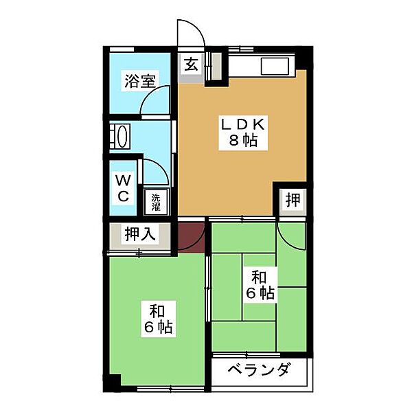 山田ハイツ ｜愛知県名古屋市千種区松軒１丁目(賃貸マンション2DK・3階・45.18㎡)の写真 その2