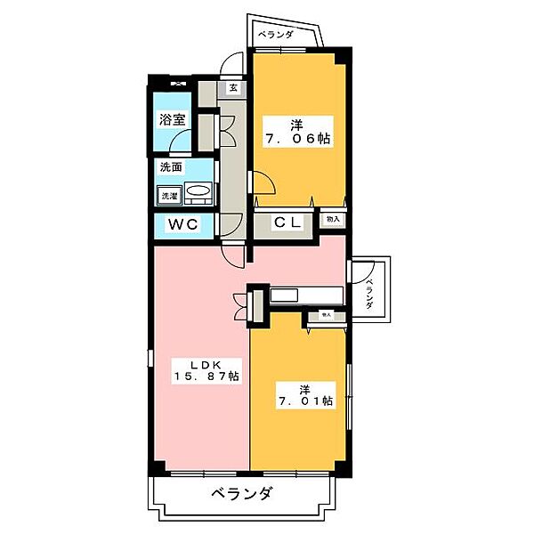 Primavera 301｜愛知県名古屋市千種区今池５丁目(賃貸マンション2LDK・3階・65.94㎡)の写真 その2