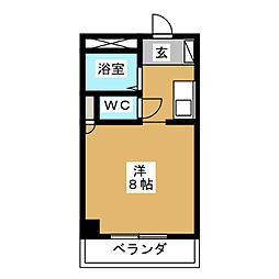 正木ビル 2階ワンルームの間取り