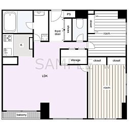 月見ヶ丘マンションG棟 4階2LDKの間取り