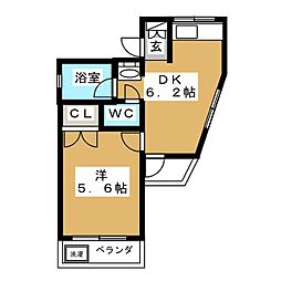 ピラ　イムラ 2階1DKの間取り