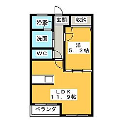 ホリーステージ城山 3階1LDKの間取り