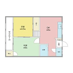 マンション幸 3階2DKの間取り
