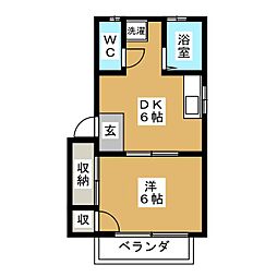 ヌーボーＭＫＫ 1階1DKの間取り