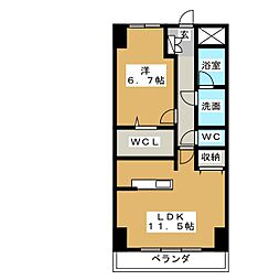ブリス 6階1LDKの間取り
