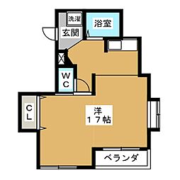キャッスルミニ春岡 4階ワンルームの間取り