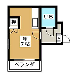 明・楽・春岡 3階ワンルームの間取り