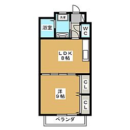 メゾンドグロリア 4階1LDKの間取り