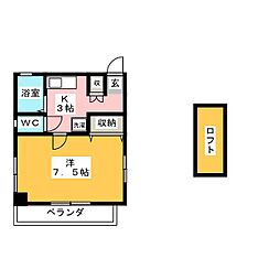 グランディア池下 1Kの間取図画像