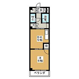 タウンＭ＆Ｅ 3階1DKの間取り