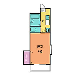 COCO覚王山1 1Kの間取図画像