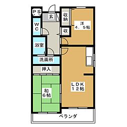 メゾン北千種 4階2LDKの間取り