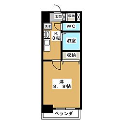 パルティール覚王山 3階1Kの間取り