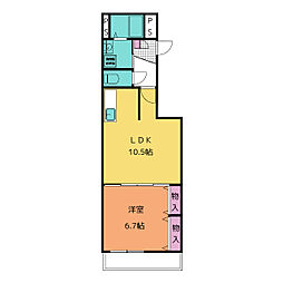 メルベーユ池下 4階1LDKの間取り